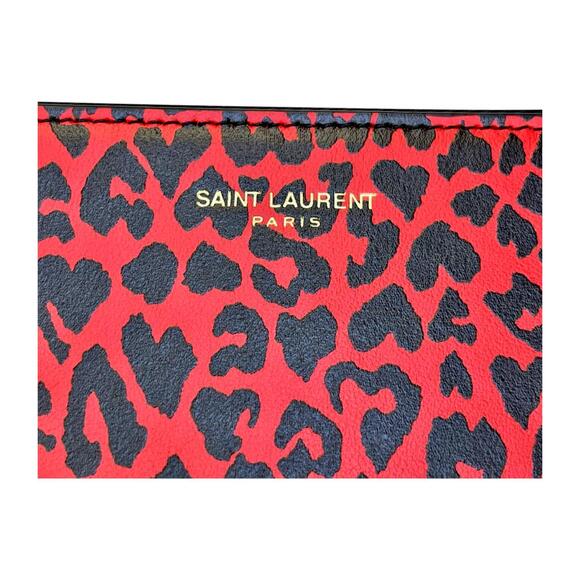 Saint Laurent Rouge Leopard Printed Calfskin Leather Medium - Picture 3 of 3